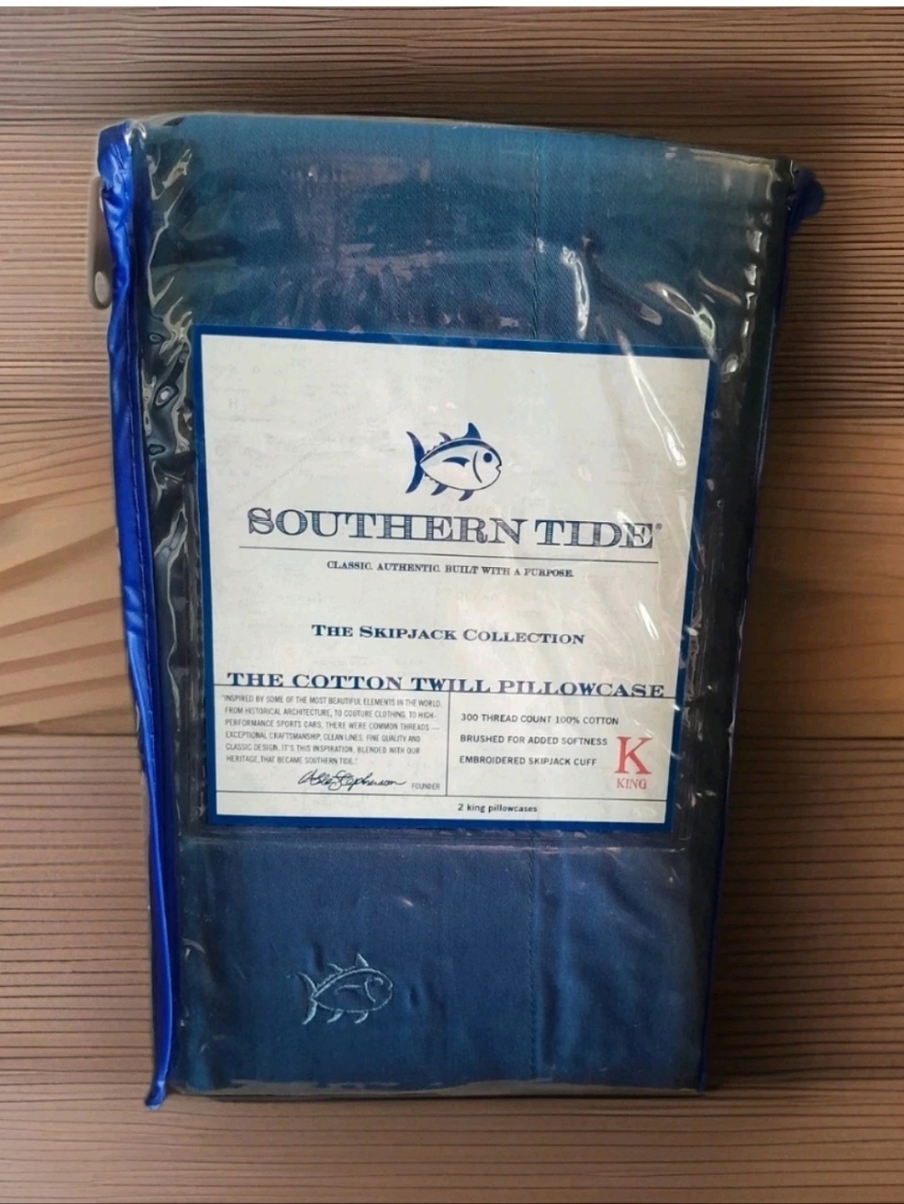 New Southern Tide King pillow cases Skipjack color Nautical Blue